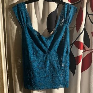 Chic Lace Teal Blouse